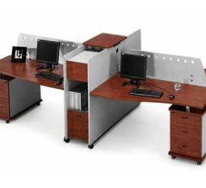 وحدة عمل مكتبية رباعية (Workstation) – مقاس 120 × 60 × 110 سم (خشب x خشب)