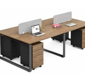 وحدة عمل مكتبية مزدوجة (Workstation) – مقاس 120 × 60 × 110 سم (خشب × حديد)