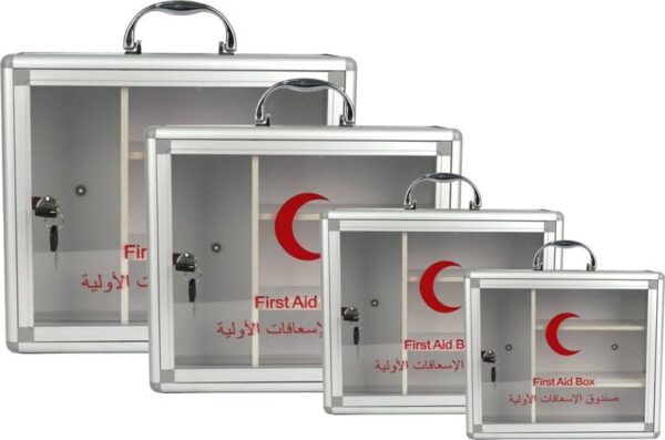 صندوق إسعافات أولية جداري مجهز بالكامل
