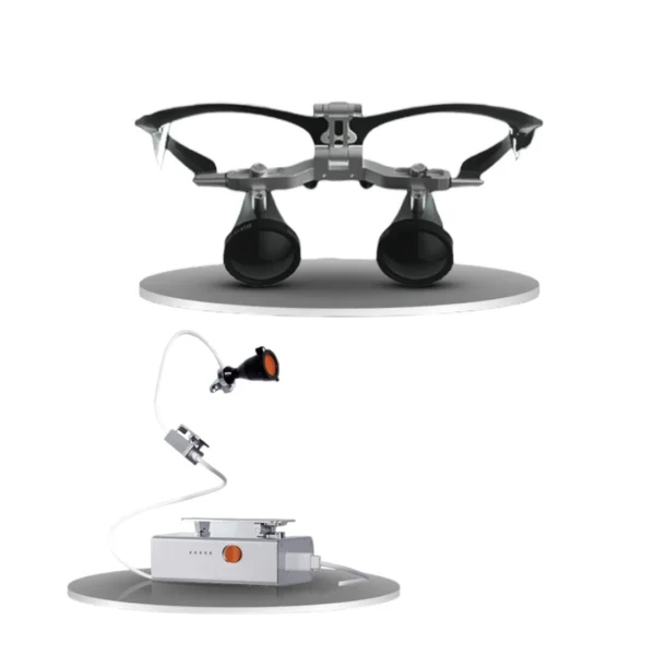 Brilliance Loupes + Soft Touch Head Light + light cure flamingo